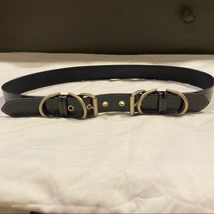 ALLSAINTS double buckle patent leather belt